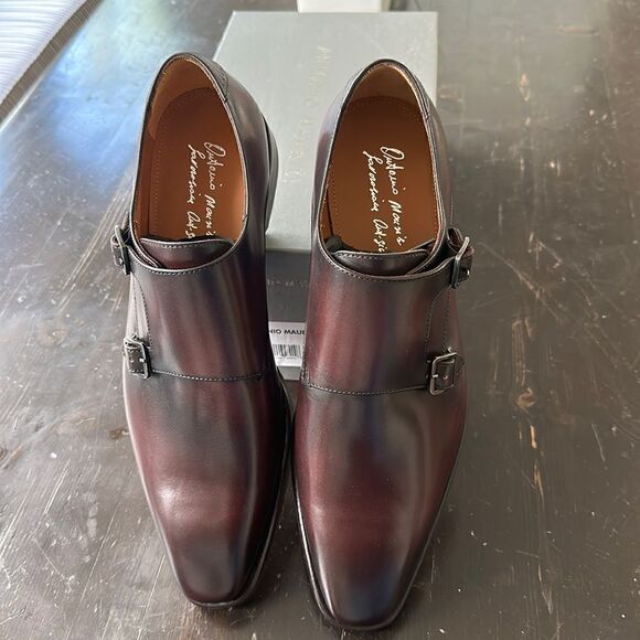ANTONIO MAURIZI Double Monk Strap Shoe (Men) Size 43 in Wine Color NEW in Box - Picture 9 of 10